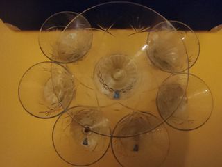 Juego copas cristal tallado antiguo