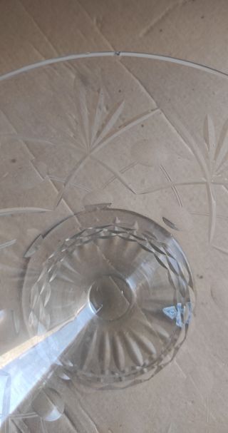 Juego copas de ponche de cristal tallado antiguo
