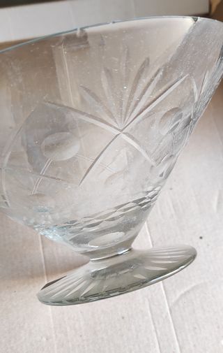 Juego copas de ponche de cristal tallado antiguo