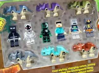 Kit Minecraft 12 Peças Figuras e Dinossauros