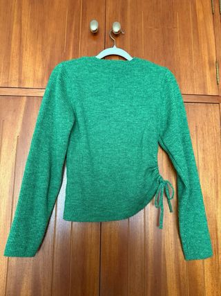 Jersey Zara verde punto fruncido