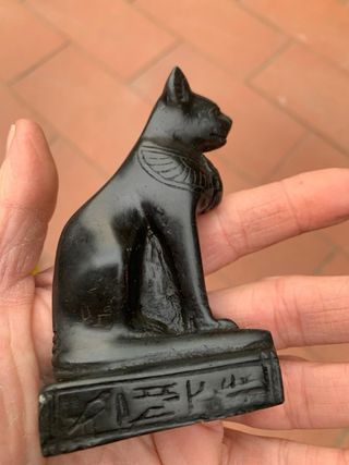 Statuetta gatto Bastet egiziano vintage in resina