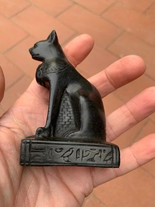 Statuetta gatto Bastet egiziano vintage in resina