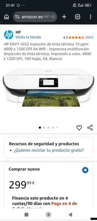 Impresora HP ENVY 5032 Blanca