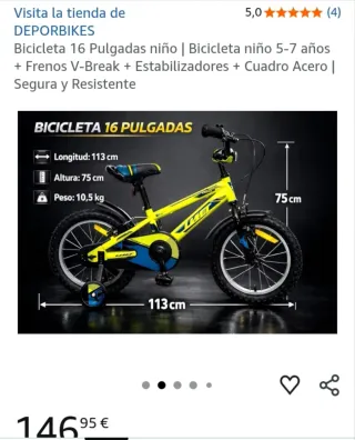 Bicicleta niño 16 V-Break Acero
