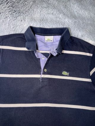 Polo Lacoste Rayas Azul y Blanco