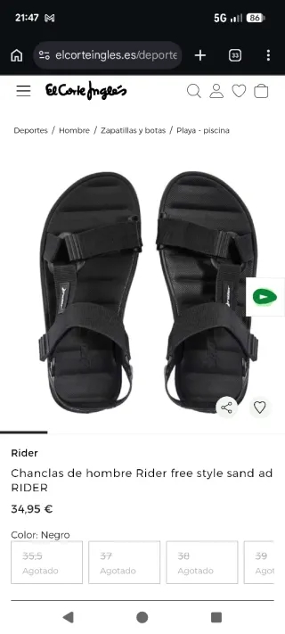 Sandalias Rider Negras Talla 43