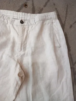 Pantalón Mango Lino Blanco Talla 42