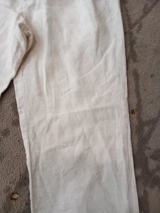 Pantalón Mango Lino Blanco Talla 42