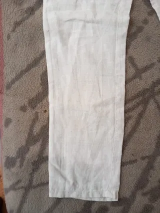 Pantalón Mango Lino Blanco Talla 42