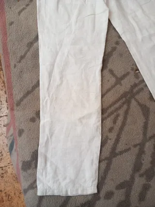 Pantalón Mango Lino Blanco Talla 42