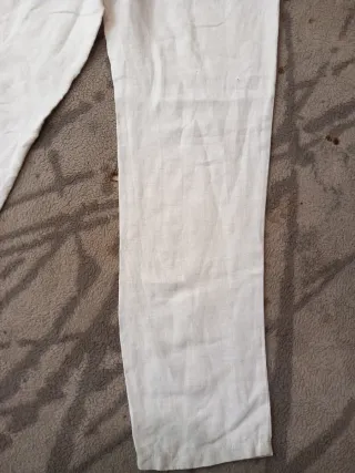Pantalón Mango Lino Blanco Talla 42