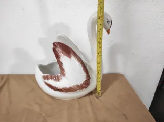 Vasetto Cigno Ceramica Bianco Marrone