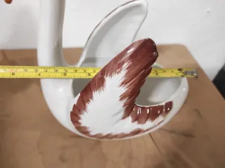 Vasetto Cigno Ceramica Bianco Marrone