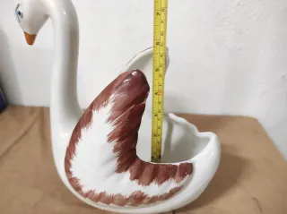 Vasetto Cigno Ceramica Bianco Marrone