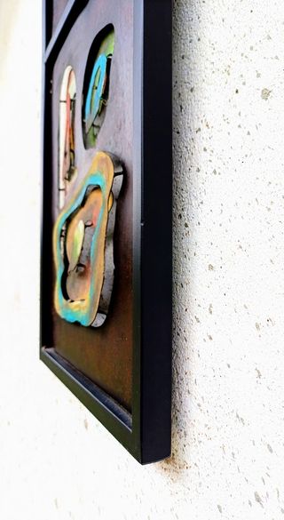 Quadro metal pintura arte abstrata contemporânea