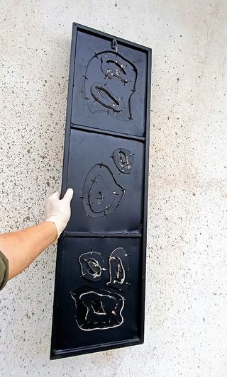 Quadro metal pintura arte abstrata contemporânea