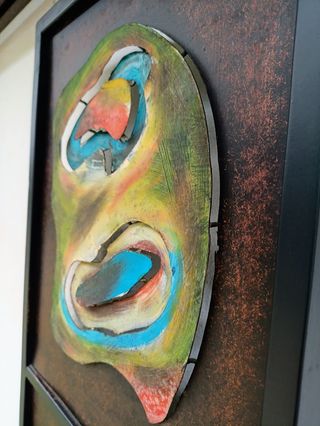 Quadro metal pintura arte abstrata contemporânea