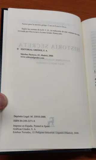 Historia secreta Procopio de Cesarea Gredos