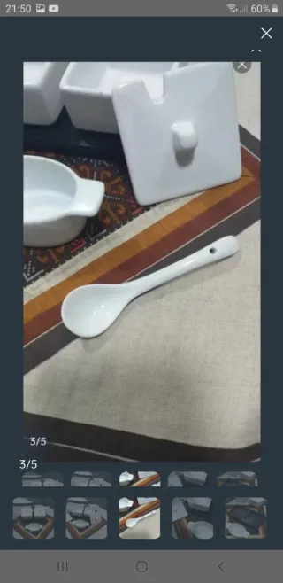 Juego salseras cerámica con cucharas y bandeja