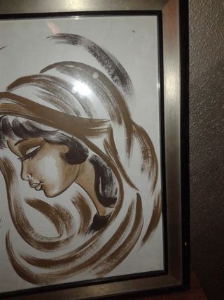 Quadro Ritratto Donna Dipinto Mano