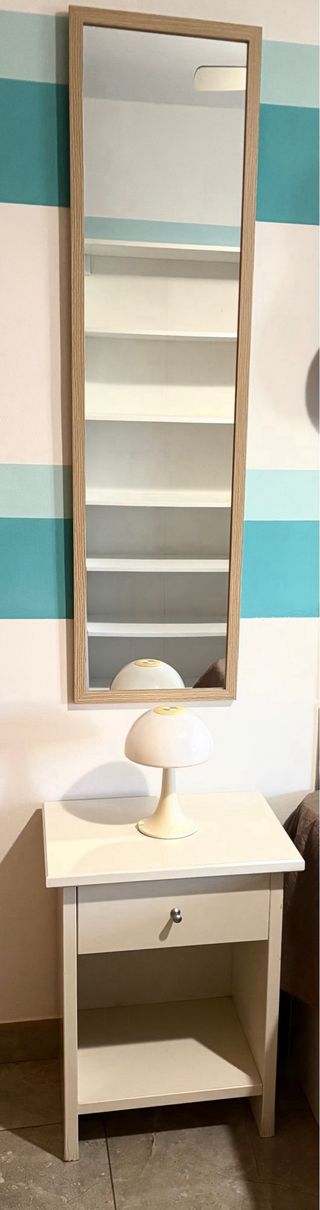 Conjunto Mesita Madera + Espejo