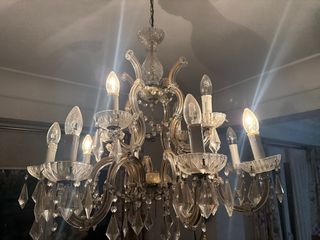 Lámpara de salón de cristal dorada