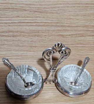 Salero doble plata 925 con cucharillas