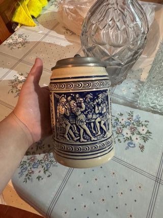 Jarra Cerveza Alemana Cerámica Tapa Metálica