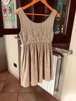 Abito donna Duck Farm beige pizzo