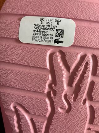 Chanclas Lacoste Rosa Talla 35.5