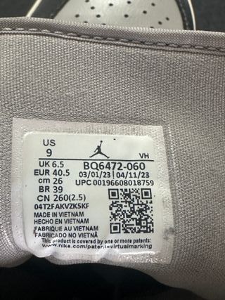 Nike Jordan 1 Mid 40.5 Grigio Nero