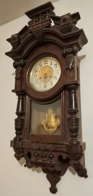 Reloj de Pared Madera y Bronce 1910