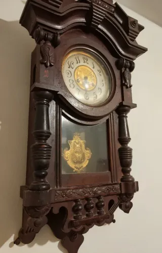 Reloj de Pared Madera y Bronce 1910