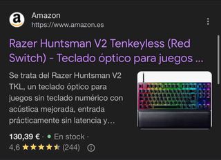 Teclado Razer Huntsman V2 TKL (Switch Rojo)
