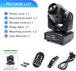 Cabeza Móvil DMX 50W DJ con Control Remoto