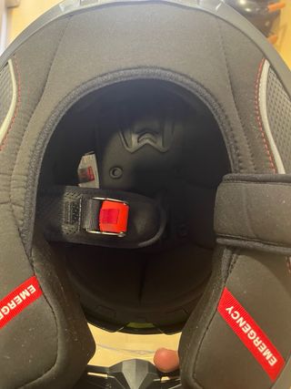 Casco de moto Unik azul y amarillo Talla xl