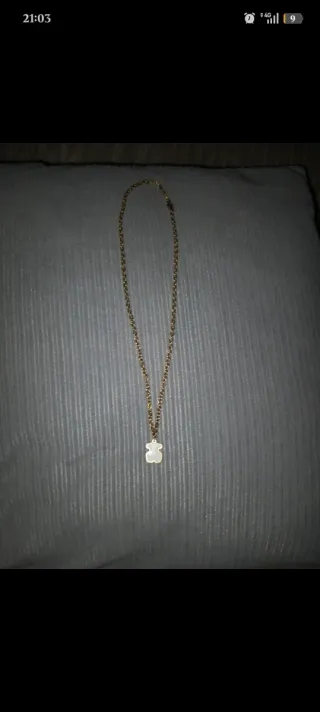 Colar Tous Ursinho Dourado e Branco