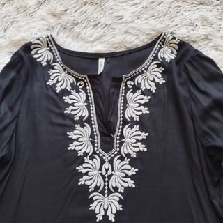Blusa Negra Bordada Boho Chic Talla M