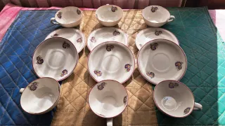 Juego de café o té de 6 tazas y platos de porcelan