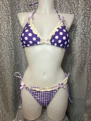 Traje de baño bikini lunares y cuadros