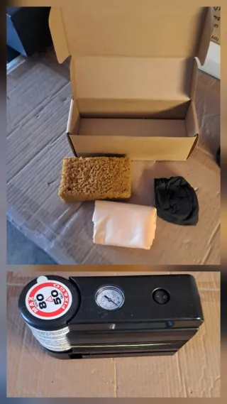 Kit Gonfiaggio Emergenza Auto.  Piu Kit lavaggio