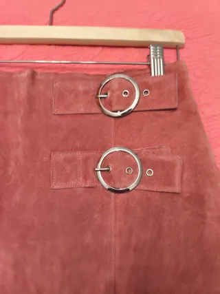 Minifalda de piel porcina rosa