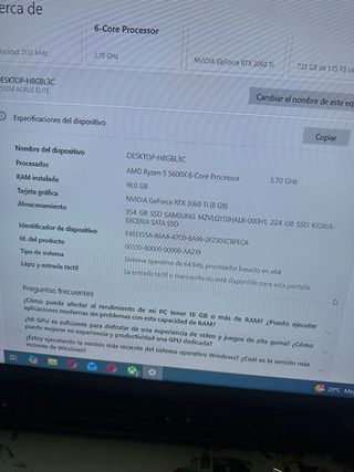 Ryzen 5600x 16GB RAM 1,25TBSSD Ordenador pc gaming