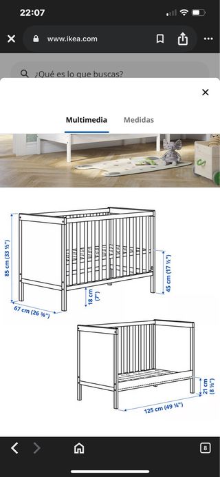 Cuna blanca IKEA modelo SUNDVIK