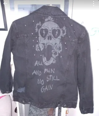 Chaqueta vaquera negra Calavera M