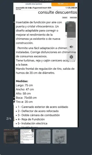 Insertable hierro fundido canalizable