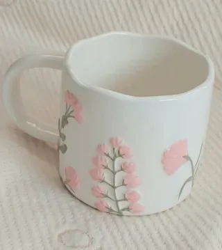 Taza cerámica flores relieve XL