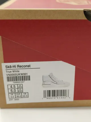 Vans Sk8 Hi Bianche Pelle e Canvas Tg 36