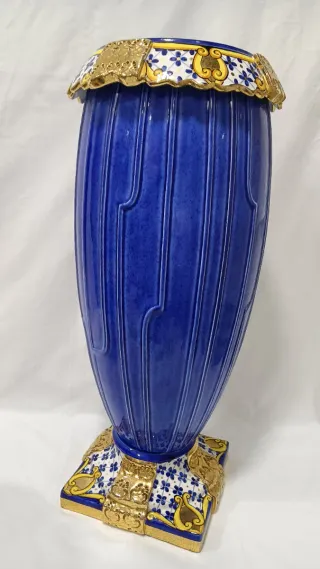 Jarrón gigante azul cobalto Cramer 98cm lujo